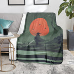 Red Moon Samurai Print Blanket