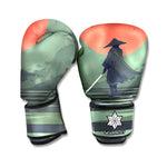 Red Moon Samurai Print Boxing Gloves