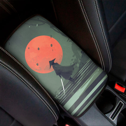 Red Moon Samurai Print Car Center Console Cover