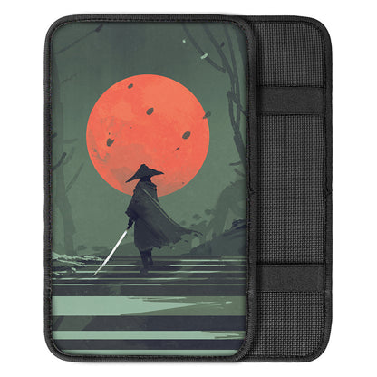 Red Moon Samurai Print Car Center Console Cover
