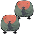 Red Moon Samurai Print Car Headrest Covers