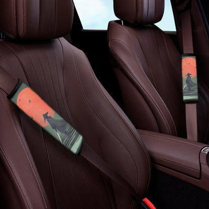 Red Moon Samurai Print Car Seat Belt Covers