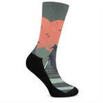 Red Moon Samurai Print Crew Socks
