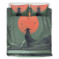 Red Moon Samurai Print Duvet Cover Bedding Set