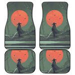 Red Moon Samurai Print Front and Back Car Floor Mats