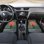 Red Moon Samurai Print Front and Back Car Floor Mats