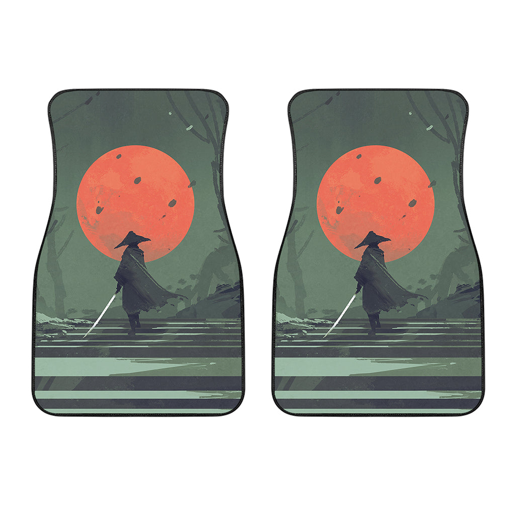 Red Moon Samurai Print Front Car Floor Mats