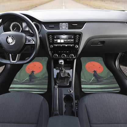 Red Moon Samurai Print Front Car Floor Mats