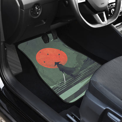 Red Moon Samurai Print Front Car Floor Mats