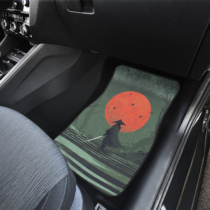 Red Moon Samurai Print Front Car Floor Mats