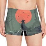 Red Moon Samurai Print Men's Boxer Briefs