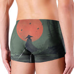 Red Moon Samurai Print Men's Boxer Briefs