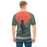 Red Moon Samurai Print Men's T-Shirt