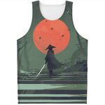 Red Moon Samurai Print Men's Tank Top