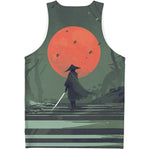 Red Moon Samurai Print Men's Tank Top