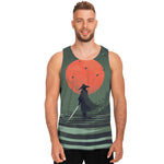 Red Moon Samurai Print Men's Tank Top