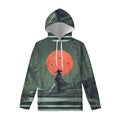 Red Moon Samurai Print Pullover Hoodie