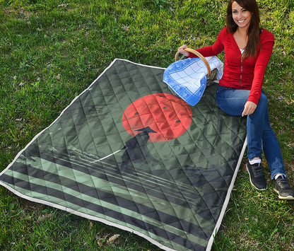 Red Moon Samurai Print Quilt
