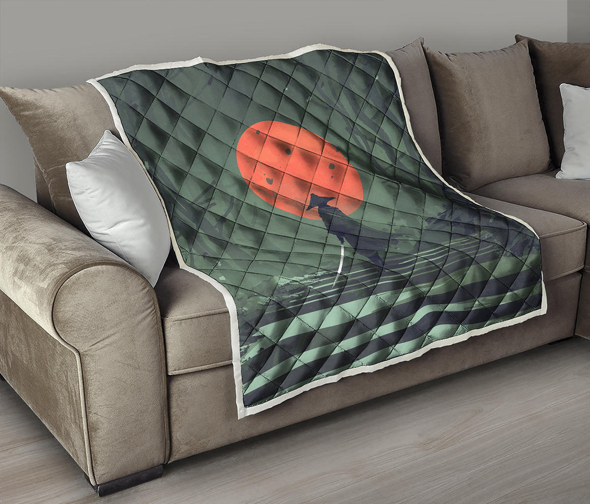 Red Moon Samurai Print Quilt