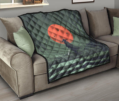 Red Moon Samurai Print Quilt