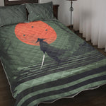 Red Moon Samurai Print Quilt Bed Set