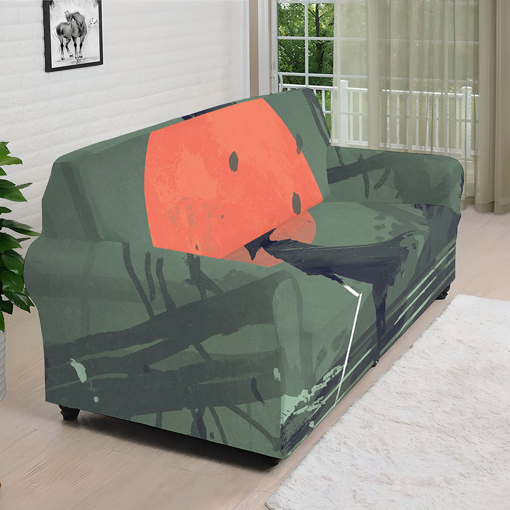 Red Moon Samurai Print Sofa Cover