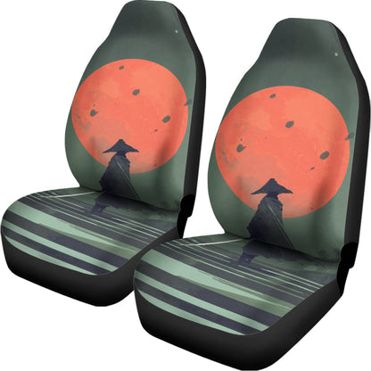 Red Moon Samurai Print Universal Fit Car Seat Covers