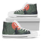 Red Moon Samurai Print White High Top Shoes