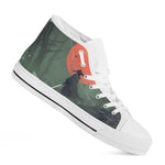 Red Moon Samurai Print White High Top Shoes