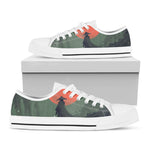 Red Moon Samurai Print White Low Top Shoes