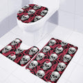 Red Octopus Skull Pattern Print 3 Piece Bath Mat Set