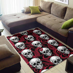 Red Octopus Skull Pattern Print Area Rug GearFrost