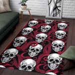 Red Octopus Skull Pattern Print Area Rug GearFrost