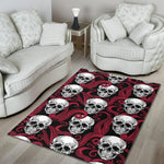 Red Octopus Skull Pattern Print Area Rug GearFrost