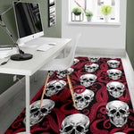 Red Octopus Skull Pattern Print Area Rug GearFrost