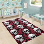 Red Octopus Skull Pattern Print Area Rug GearFrost