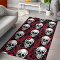 Red Octopus Skull Pattern Print Floor Mat