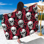 Red Octopus Skull Pattern Print Beach Sarong Wrap