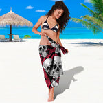 Red Octopus Skull Pattern Print Beach Sarong Wrap