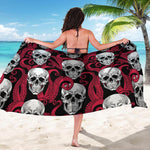 Red Octopus Skull Pattern Print Beach Sarong Wrap