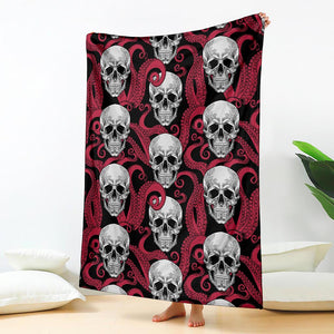Red Octopus Skull Pattern Print Blanket