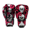 Red Octopus Skull Pattern Print Boxing Gloves