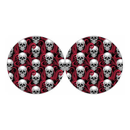 Red Octopus Skull Pattern Print Car Coasters