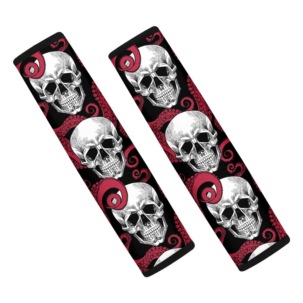 Red Octopus Skull Pattern Print Car Seat Belt Covers