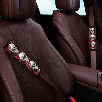 Red Octopus Skull Pattern Print Car Seat Belt Covers