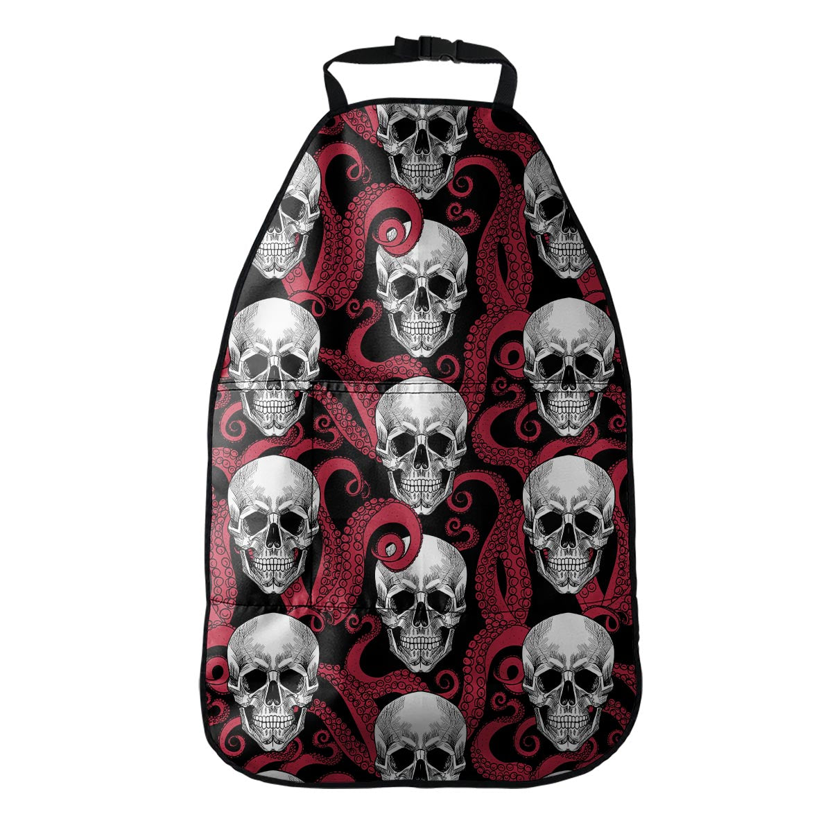 Red Octopus Skull Pattern Print Car Seat Organizers