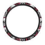Red Octopus Skull Pattern Print Car Steering Wheel Cover