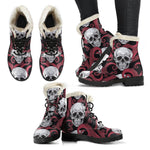 Red Octopus Skull Pattern Print Comfy Boots GearFrost