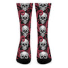 Red Octopus Skull Pattern Print Crew Socks