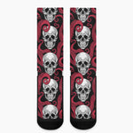 Red Octopus Skull Pattern Print Crew Socks